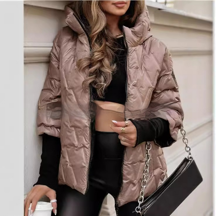 Veldborg | Damen Steppjacke mit Kapuze - Champagne - Image 2