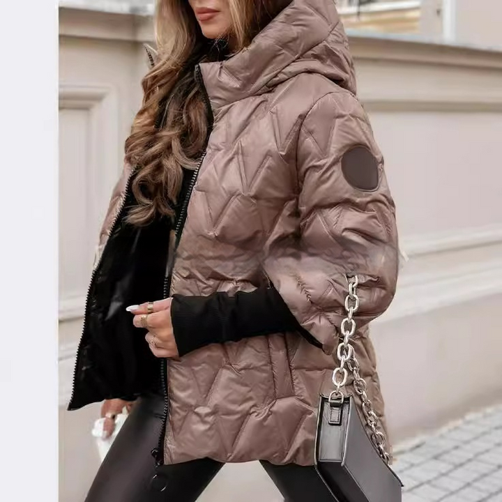 Veldborg | Damen Steppjacke mit Kapuze - Champagne - Image 3