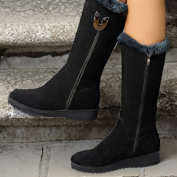 Veldike | Damen Wasserdichte Winterstiefel Wadenhoch - Black - Image 3