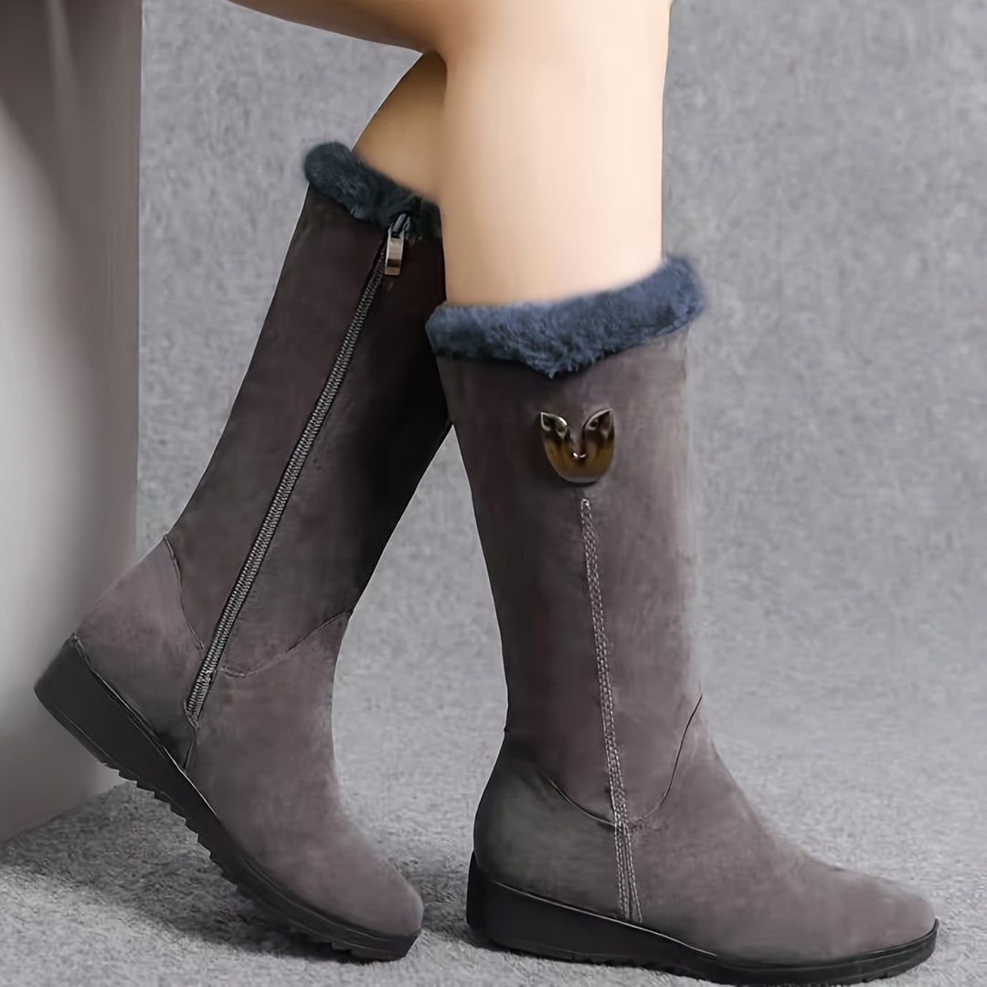 Veldike | Damen Wasserdichte Winterstiefel Wadenhoch - Black - Image 4