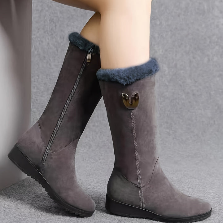 Veldike | Damen Wasserdichte Winterstiefel Wadenhoch - Black - Image 4