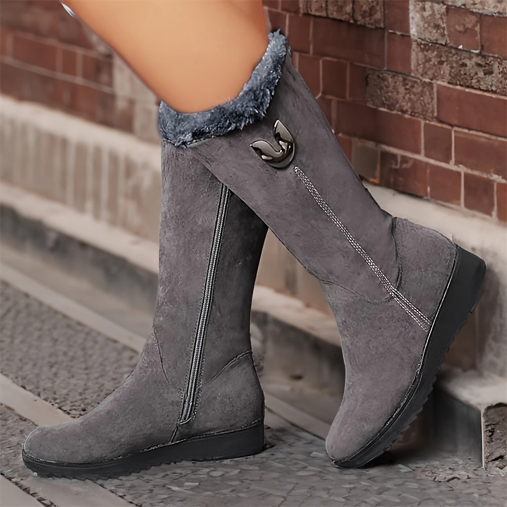 Veldike | Damen Wasserdichte Winterstiefel Wadenhoch - Black - Image 5