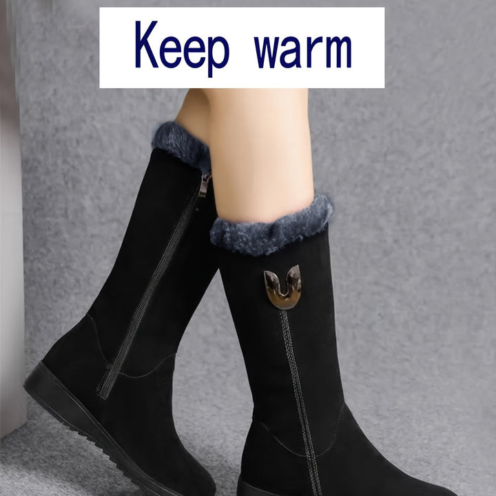 Veldike | Damen Wasserdichte Winterstiefel Wadenhoch - Black - Image 6