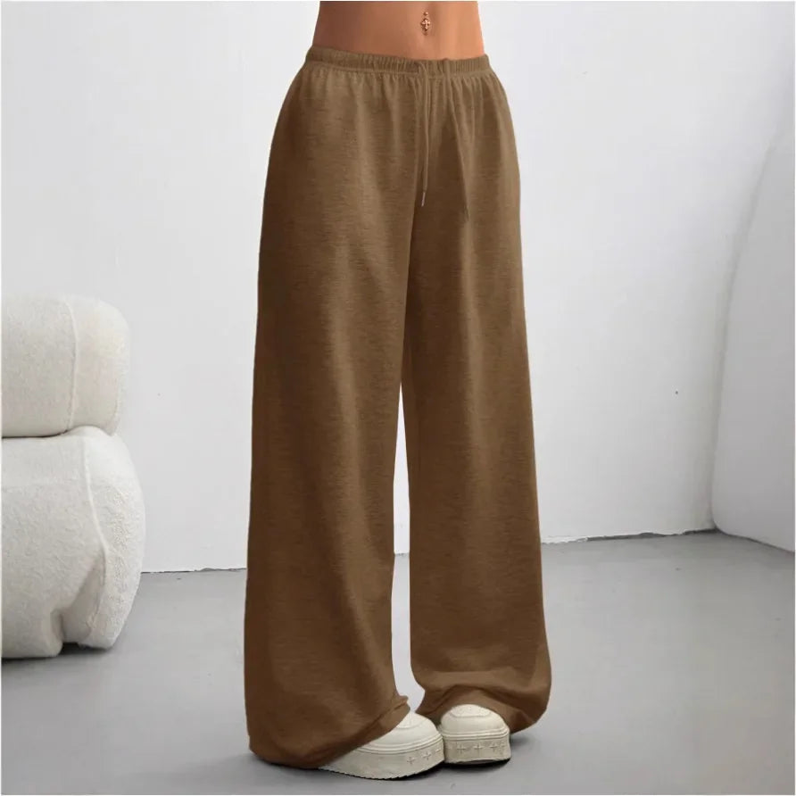 Veldrun | Damen Jogginghose Weites Bein Sweatpants - Brown - Image 1