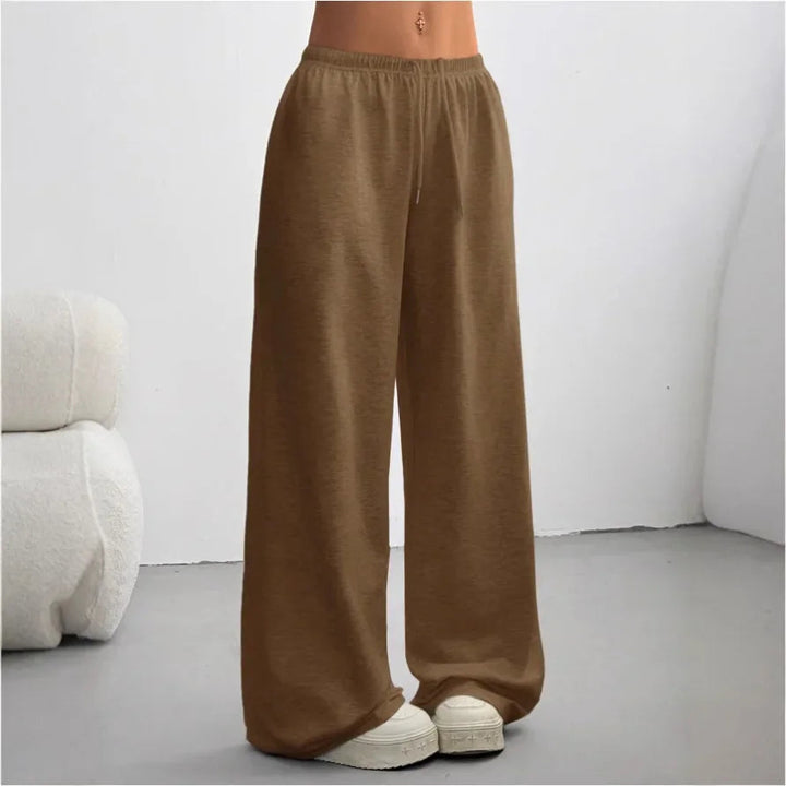 Veldrun | Damen Jogginghose Weites Bein Sweatpants - Brown - Image 1