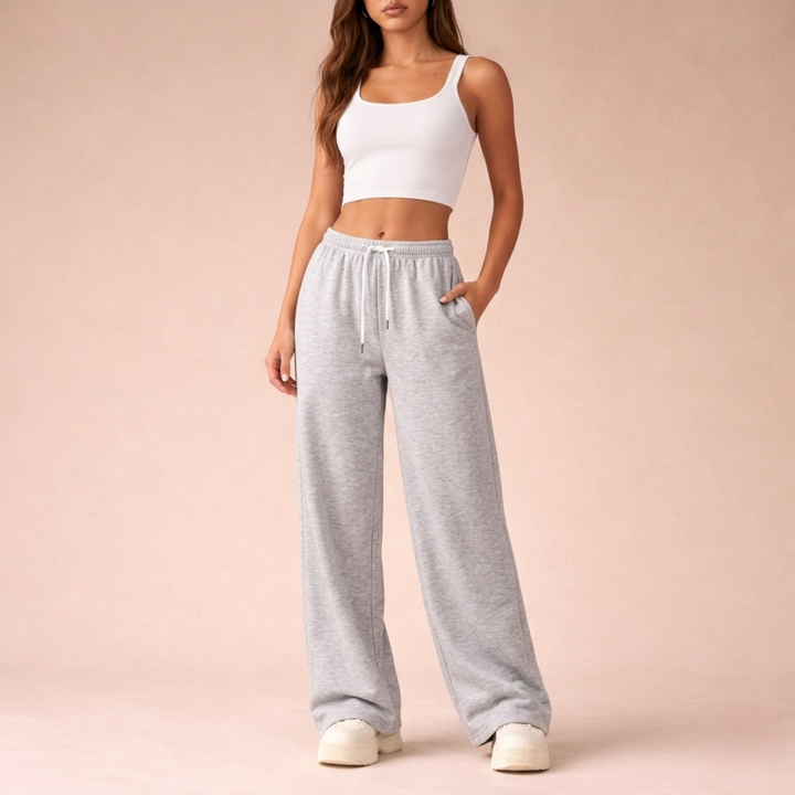 Veldrun | Damen Jogginghose Weites Bein Sweatpants - Brown - Image 11