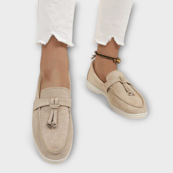 Veldrun | Damen Loafers Flache Slipper Komfortschuhe - Beige - Image 2