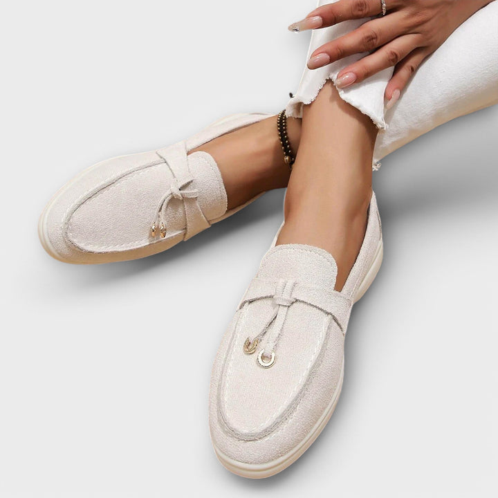 Veldrun | Damen Loafers Flache Slipper Komfortschuhe - Beige - Image 3
