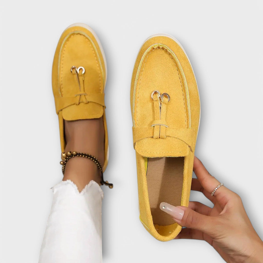 Veldrun | Damen Loafers Flache Slipper Komfortschuhe - Beige - Image 6