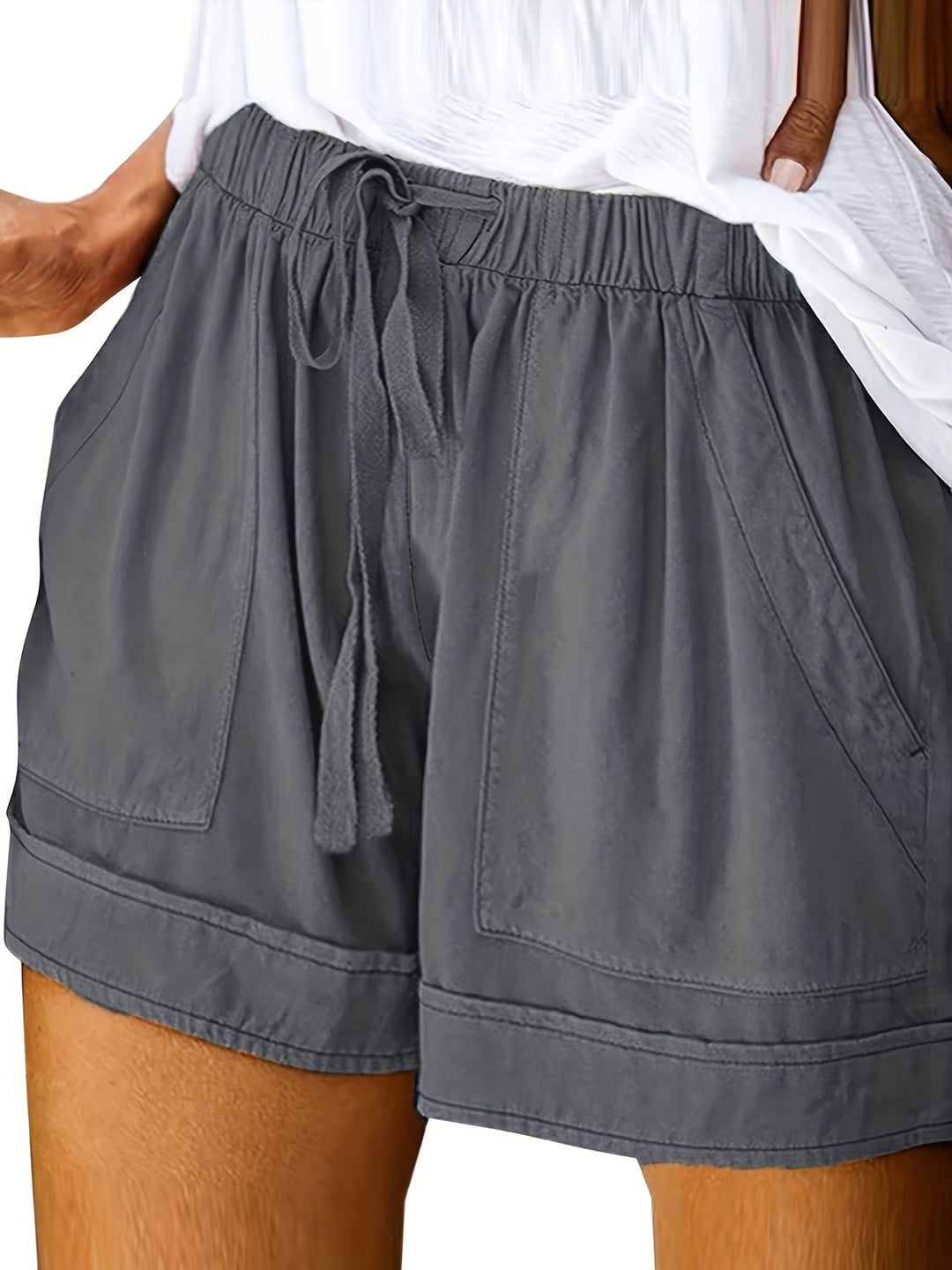 Vella | Damen Shorts Elastischer Bund mit Taschen - Black - Image 8