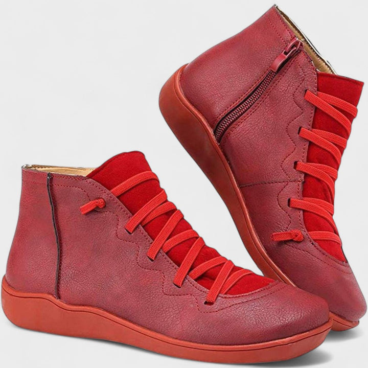 Vendrike | Damen Stiefeletten mit Schnürung & Reißverschluss - Red - Image 1