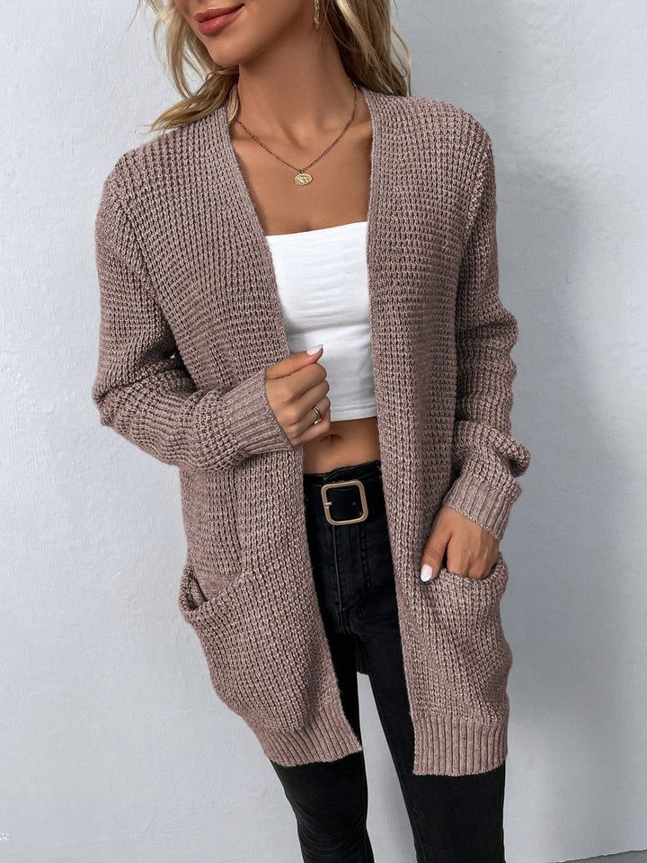 Vendula | Damen Offene Strickjacke Relaxed Fit - Light Grey - Image 2