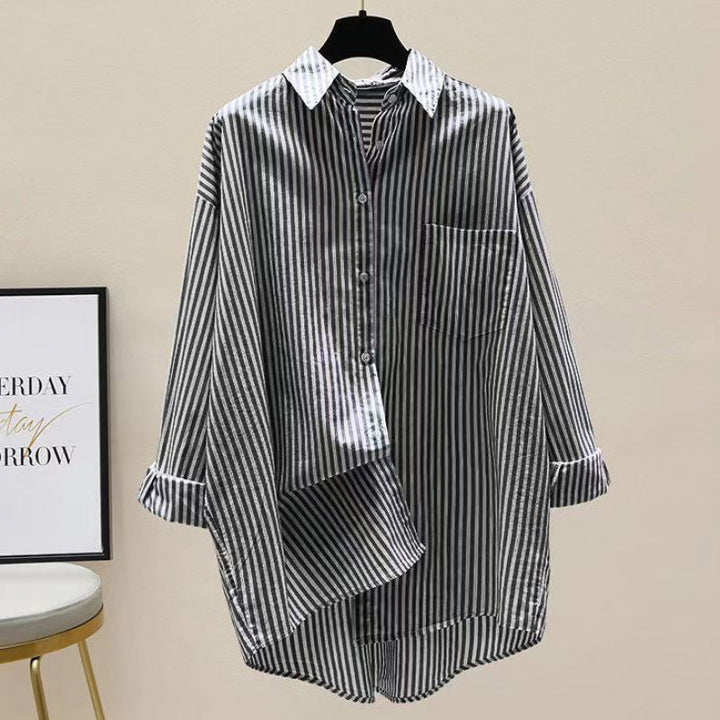 Gesine | Damen Gestreiftes Oversize Hemd Langarm - Striped - Image 10