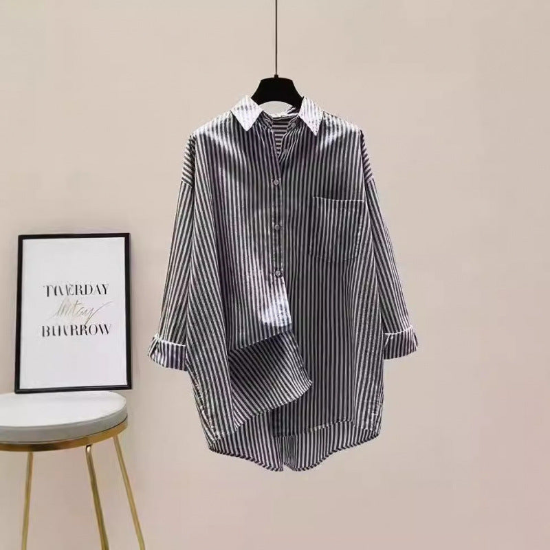 Gesine | Damen Gestreiftes Oversize Hemd Langarm - Striped - Image 3