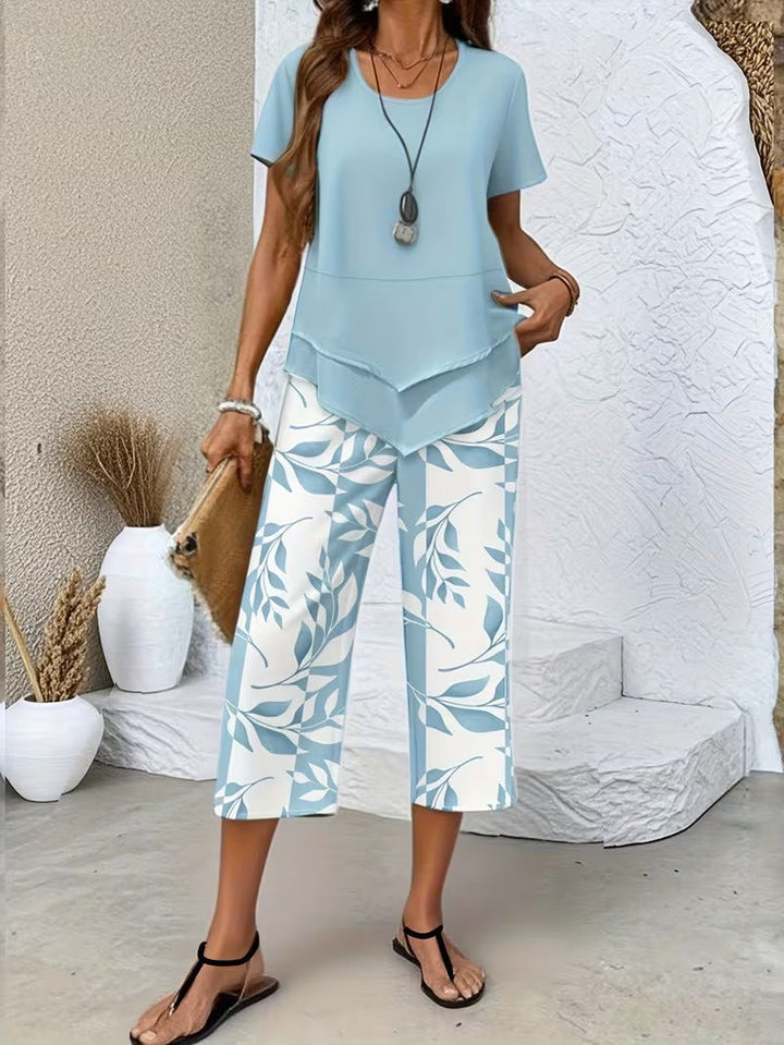 Veridiana | Damen Zweiteiler Set mit Blätterdruck - Green - Image 2
