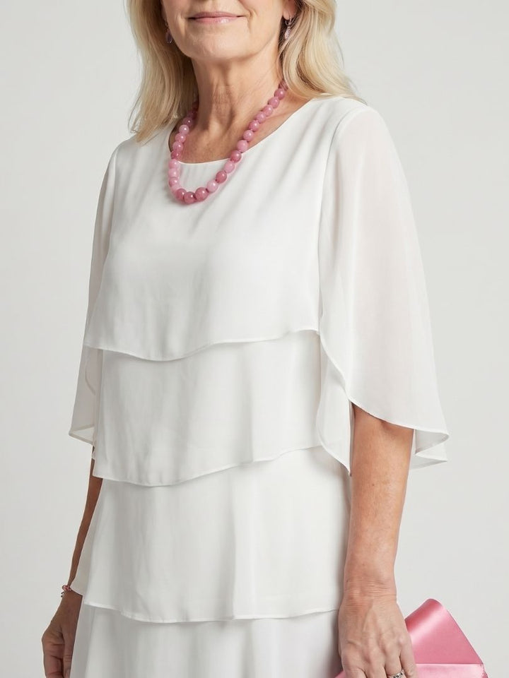 Vesperina | Damen Gestuftes Midi Kleid mit Rüschenärmeln - Black - Image 10