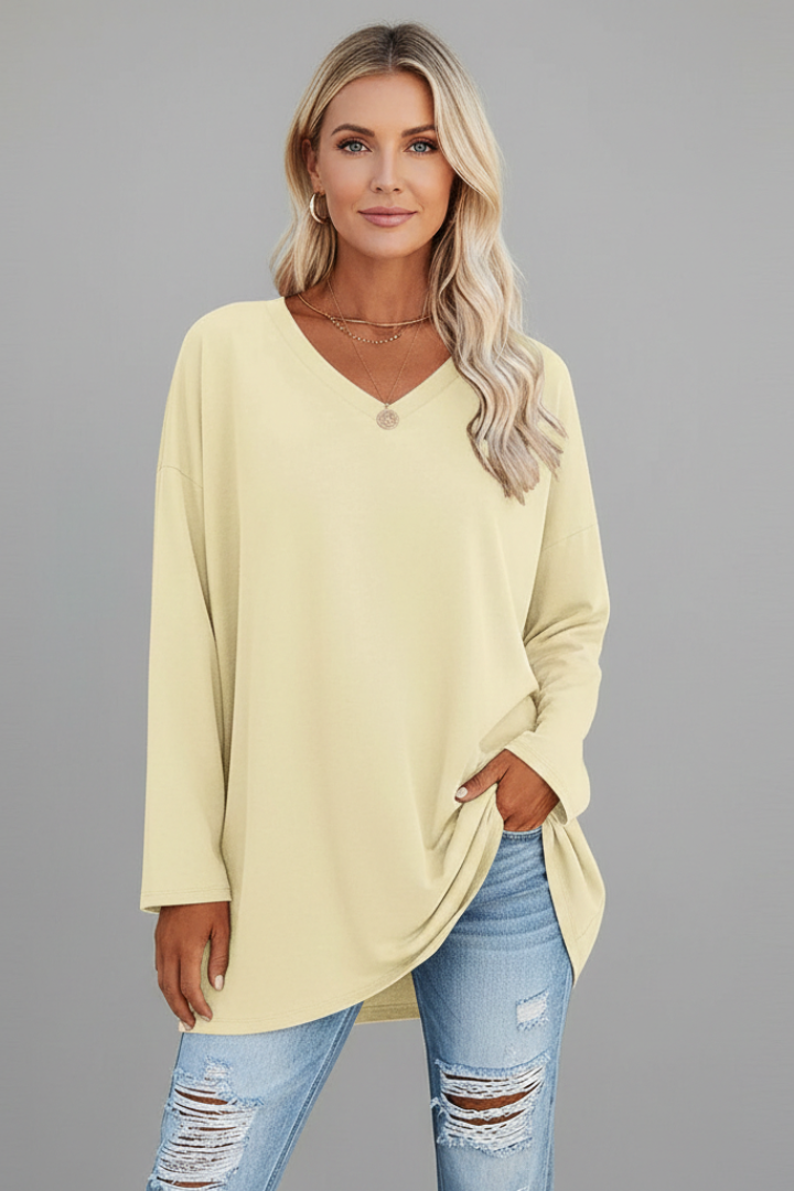 Vesperina | Damen V-Ausschnitt Langarmshirt - Black - Image 13