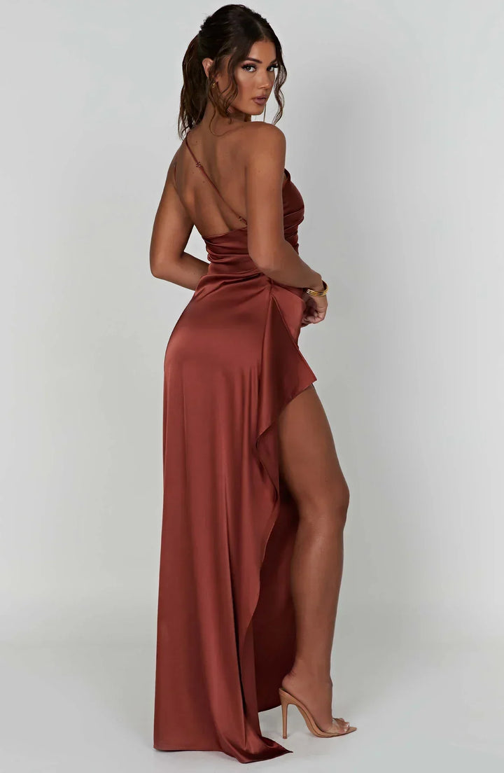 Violetta | Damen One Shoulder Maxikleid - Red - Image 42