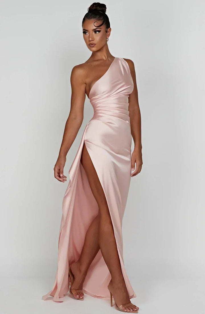 Violetta | Damen One Shoulder Maxikleid - Red - Image 9