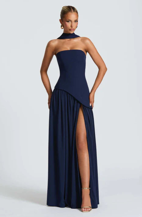 Viorica | Damen Trägerloses Abendkleid Maxi Elegant - Burgundy - Image 5
