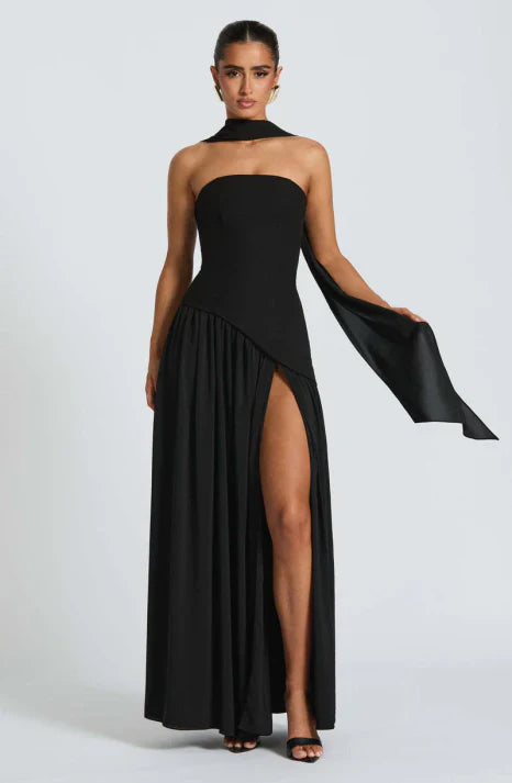Viorica | Damen Trägerloses Abendkleid Maxi Elegant - Burgundy - Image 7