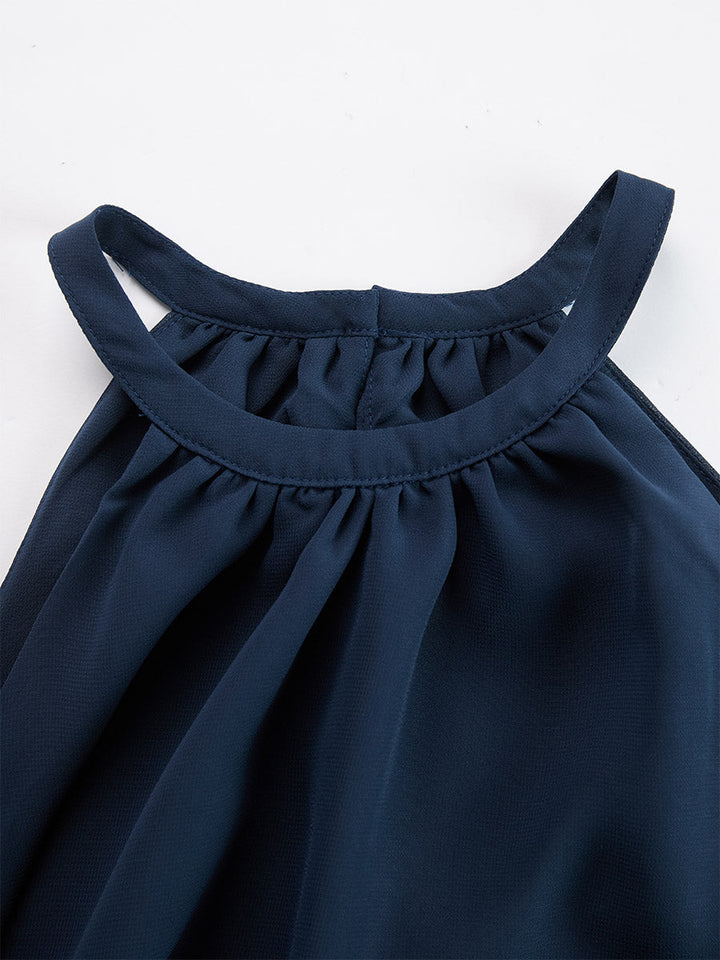 Viviana | Damen Neckholder Top mit Weiter Hose Set - Navy - Image 7