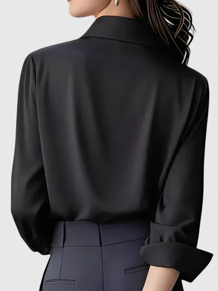 Vivienne | Damen Weiße Langarm Hemdbluse mit Kragen - White - Image 3