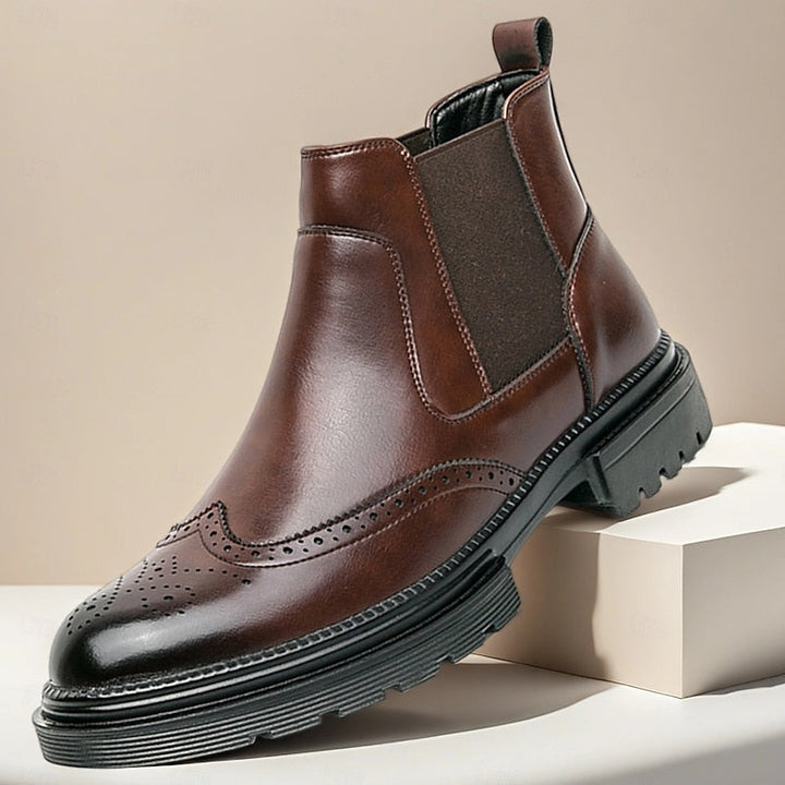 Volkhard | Herren Chelsea Boots Brogue Stiefelette - Brown - Image 1
