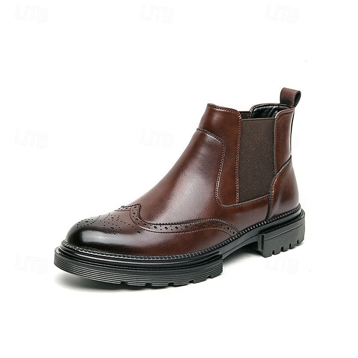 Volkhard | Herren Chelsea Boots Brogue Stiefelette - Brown - Image 10