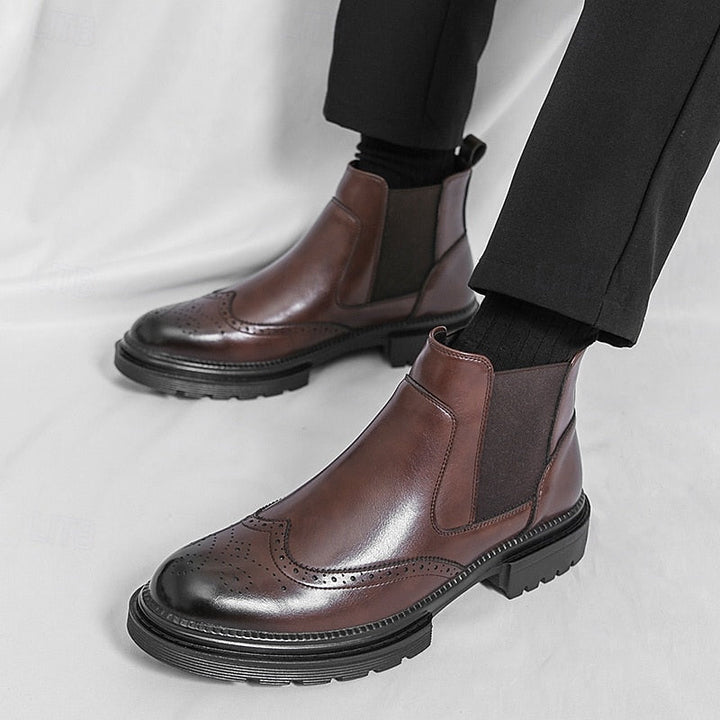 Volkhard | Herren Chelsea Boots Brogue Stiefelette - Brown - Image 2