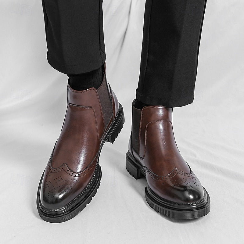 Volkhard | Herren Chelsea Boots Brogue Stiefelette - Brown - Image 3