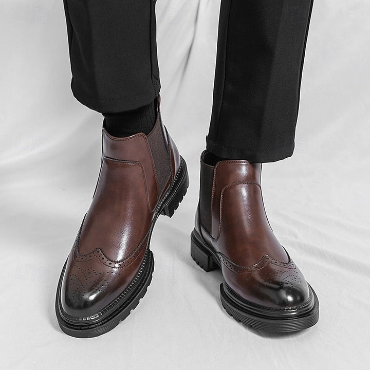 Volkhard | Herren Chelsea Boots Brogue Stiefelette - Brown - Image 3