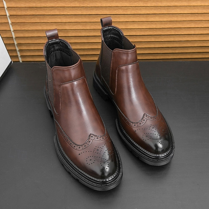 Volkhard | Herren Chelsea Boots Brogue Stiefelette - Brown - Image 5