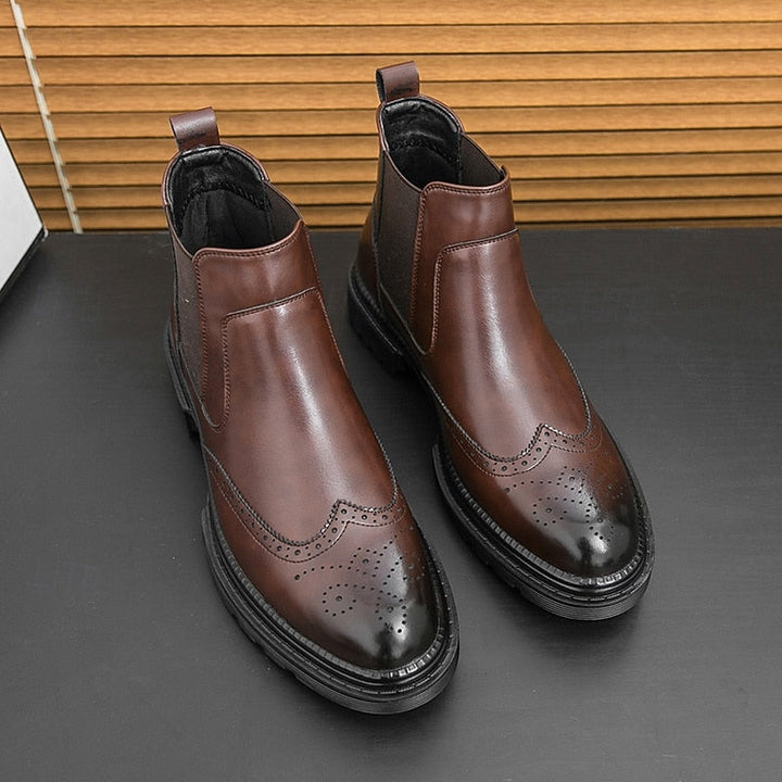 Volkhard | Herren Chelsea Boots Brogue Stiefelette - Brown - Image 5