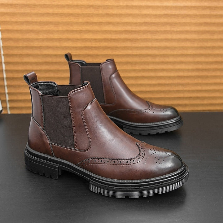 Volkhard | Herren Chelsea Boots Brogue Stiefelette - Brown - Image 6