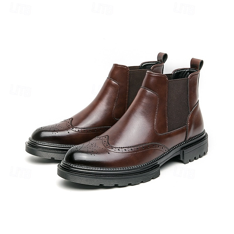 Volkhard | Herren Chelsea Boots Brogue Stiefelette - Brown - Image 7