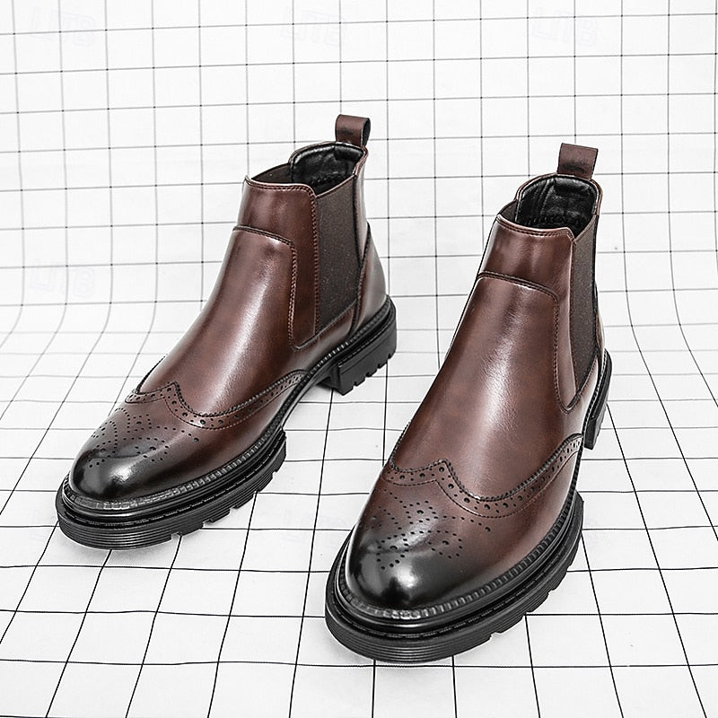 Volkhard | Herren Chelsea Boots Brogue Stiefelette - Brown - Image 9
