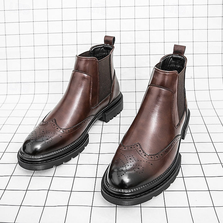 Volkhard | Herren Chelsea Boots Brogue Stiefelette - Brown - Image 9
