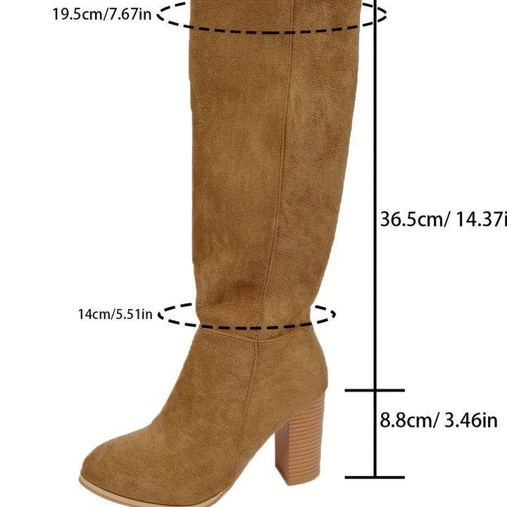 Vreneli | Damen Kniehohe Stiefel Weite Wade - Brown - Image 13