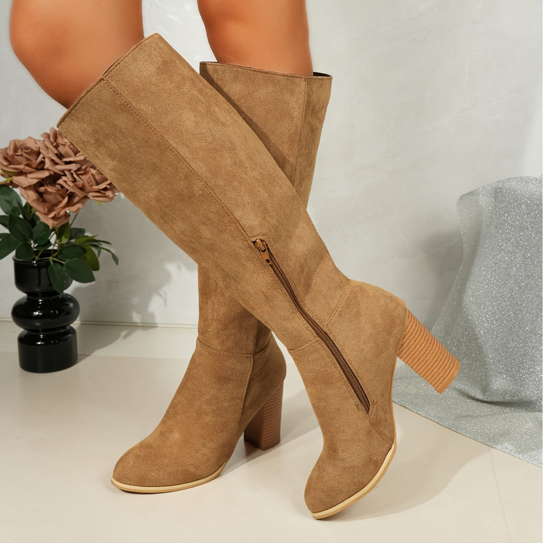 Vreneli | Damen Kniehohe Stiefel Weite Wade - Brown - Image 4