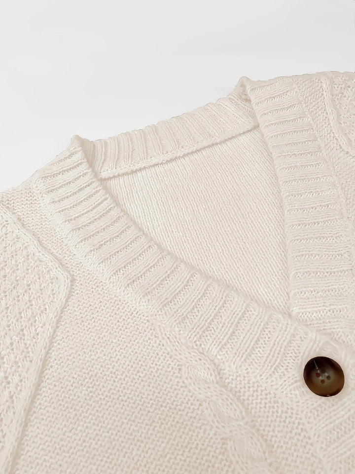 Walbeke | Damen Strickjacke Zopfmuster Cardigan - Light Pink - Image 11
