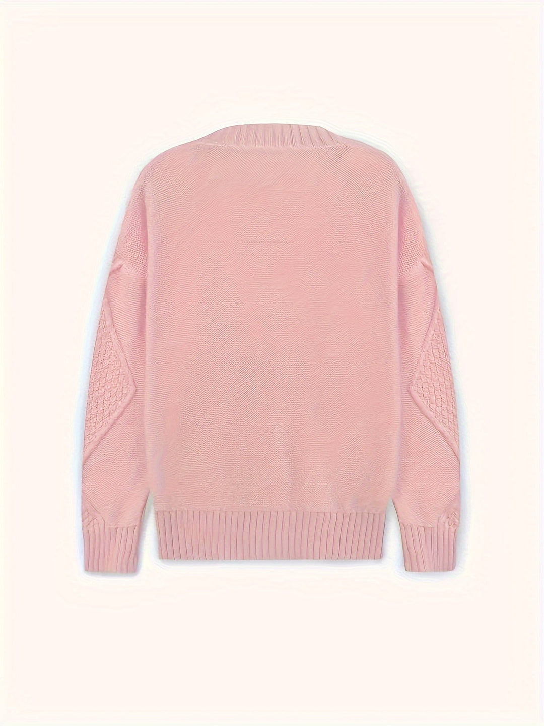 Walbeke | Damen Strickjacke Zopfmuster Cardigan - Light Pink - Image 3