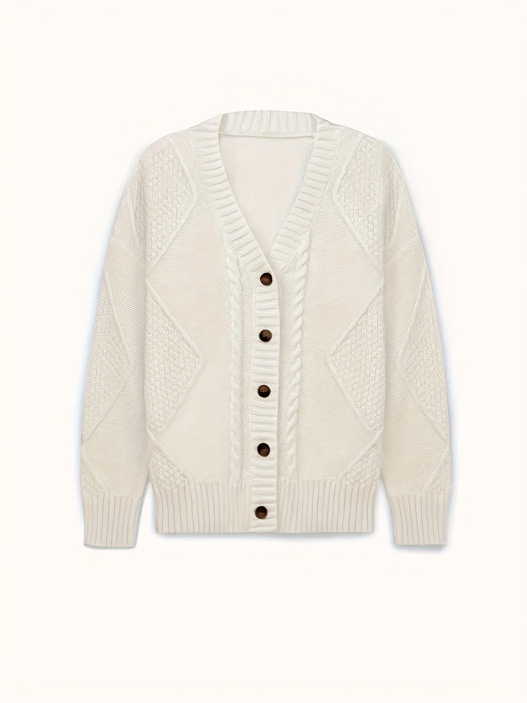 Walbeke | Damen Strickjacke Zopfmuster Cardigan - Light Pink - Image 8