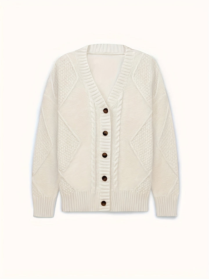 Walbeke | Damen Strickjacke Zopfmuster Cardigan - Light Pink - Image 8