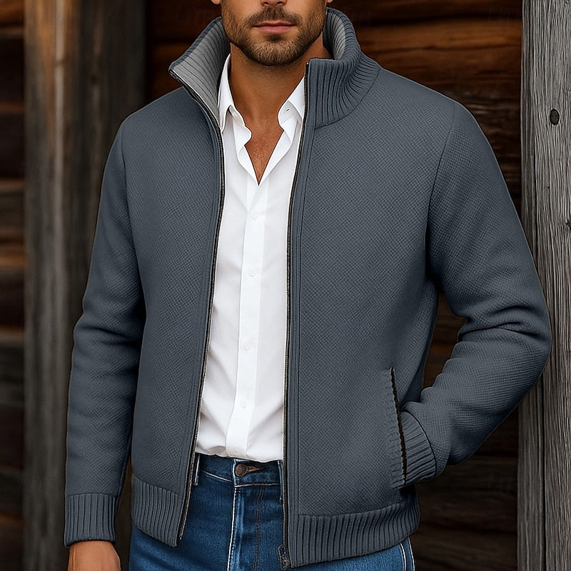 Walfried | Herren Strickjacke mit Stehkragen - Grey - Image 6