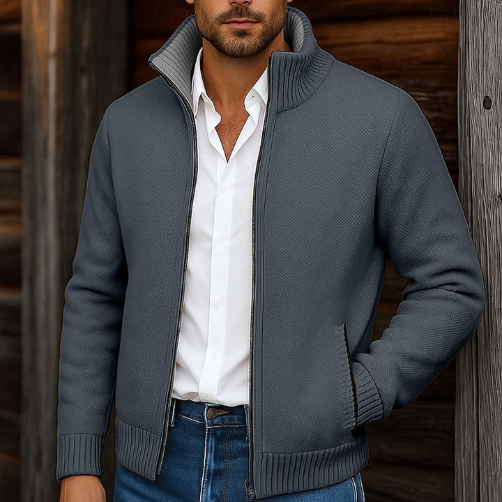 Walfried | Herren Strickjacke mit Stehkragen - Grey - Image 6