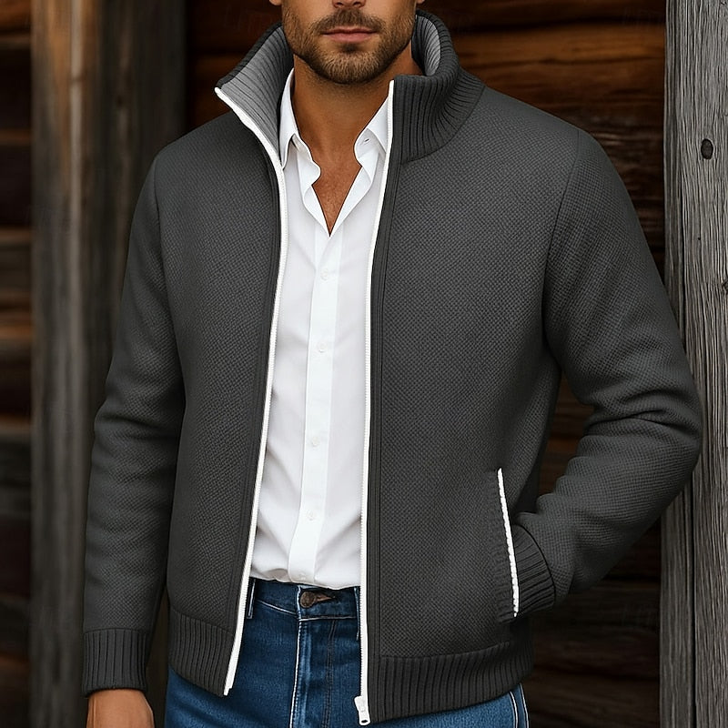 Walfried | Herren Strickjacke mit Stehkragen - Grey - Image 8