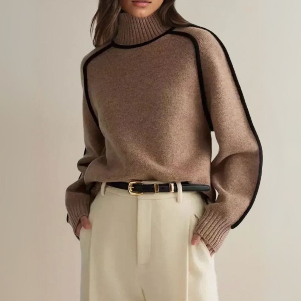 Walpurga | Damen Rollkragenpullover Strickpullover - Taupe - Image 1