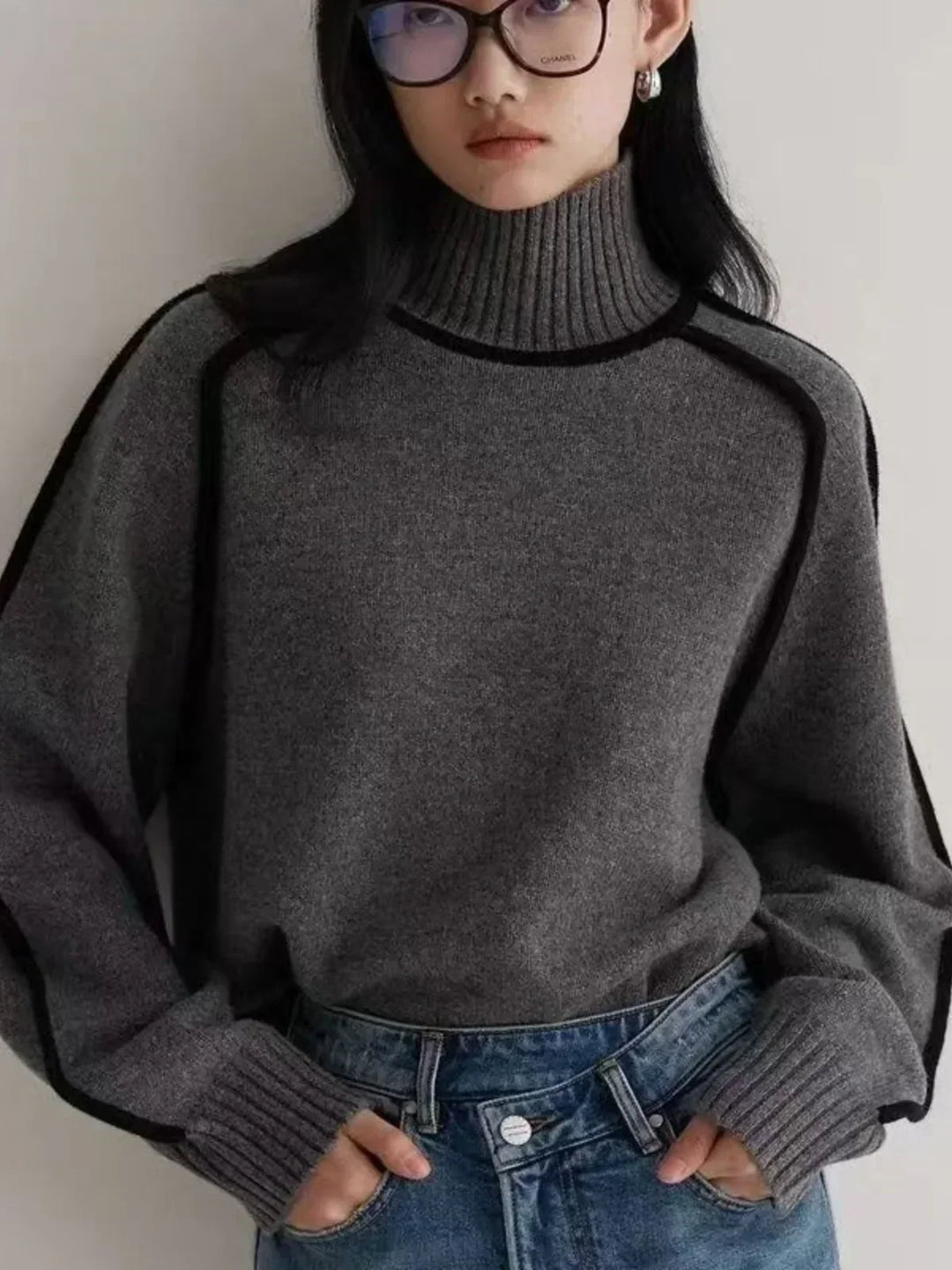 Walpurga | Damen Rollkragenpullover Strickpullover - Taupe - Image 10