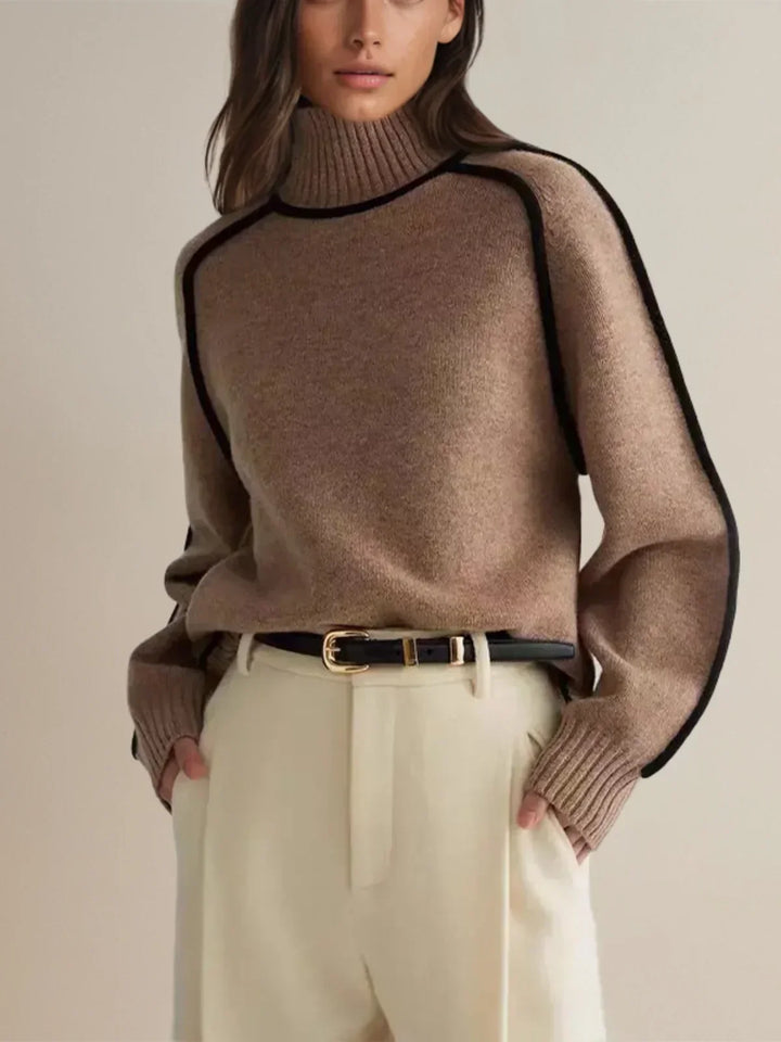 Walpurga | Damen Rollkragenpullover Strickpullover - Taupe - Image 2